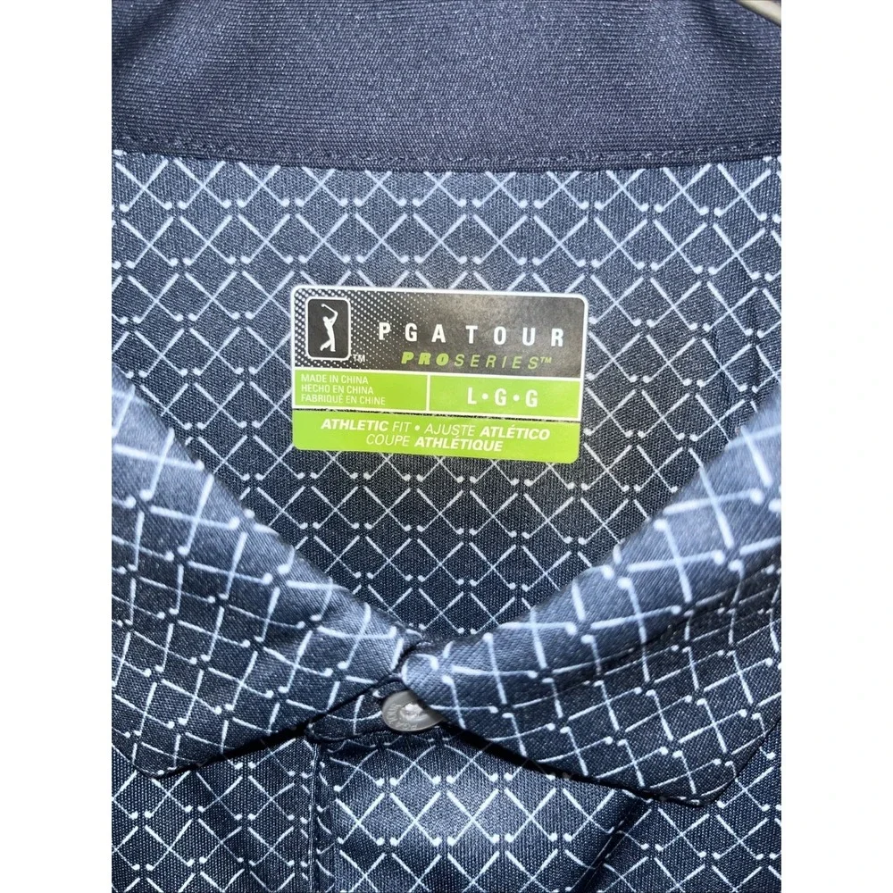NWT‎ PGA Polo Shirt Men's L Navy Caviar Pattern Performance Wicking